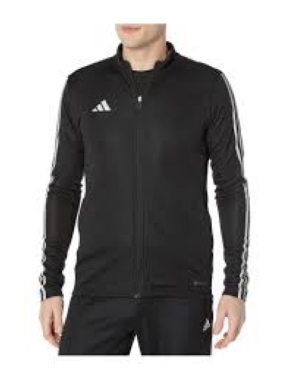 adidas Black Lightweight Track Jacket with White Stripes size L NWT